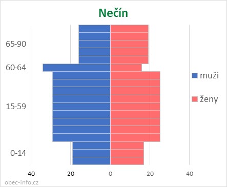 Obyvatelé podle věku a pohlaví - Nečín