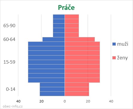 Obyvatelé podle věku a pohlaví - Práče